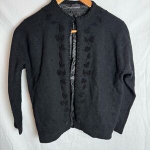 Vintage Helen Harper Beaded Wool Cardigan Silk Lining
